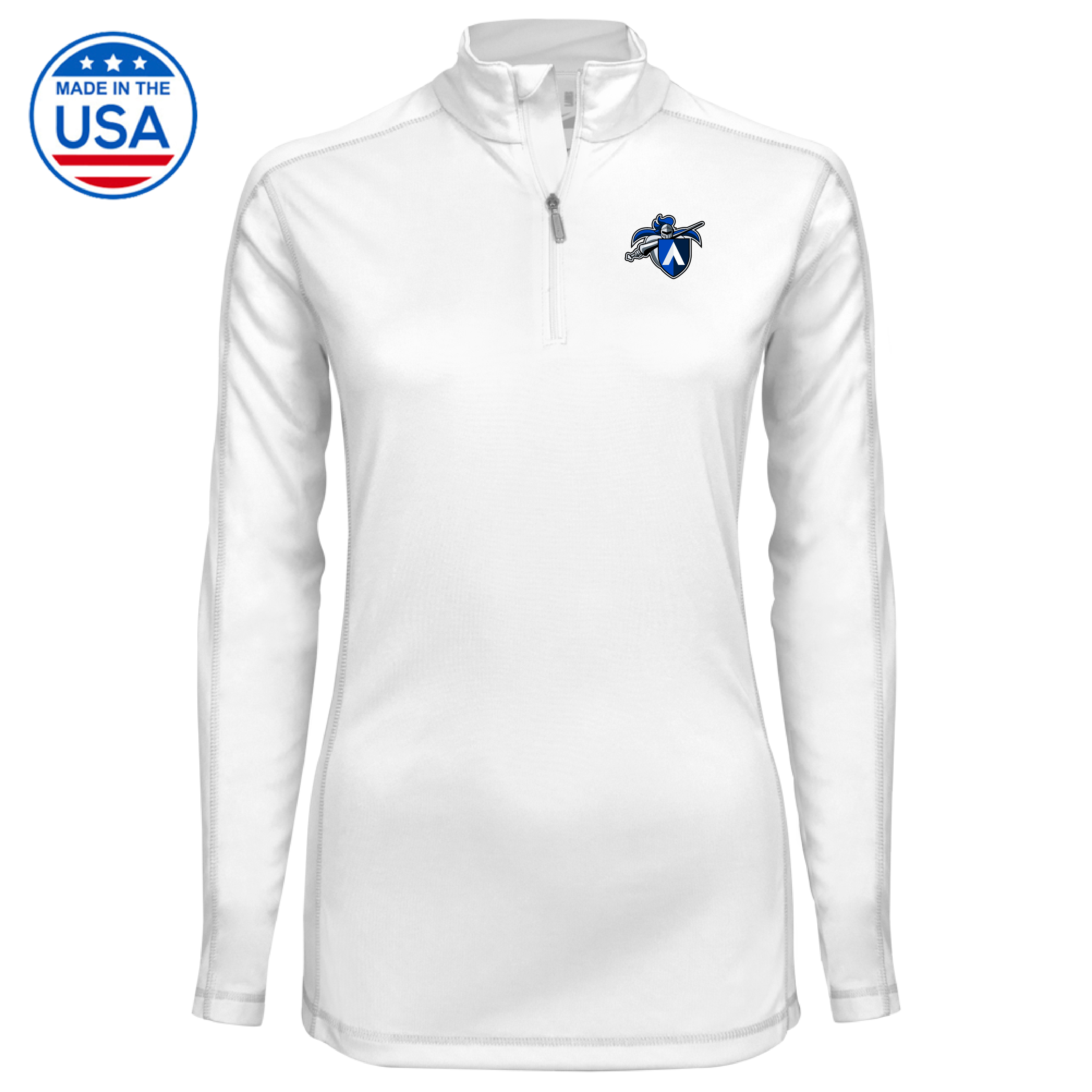 Aiken Technical Syntrel Womens White Interlock 1/4 Zip Aiken Tech Knight