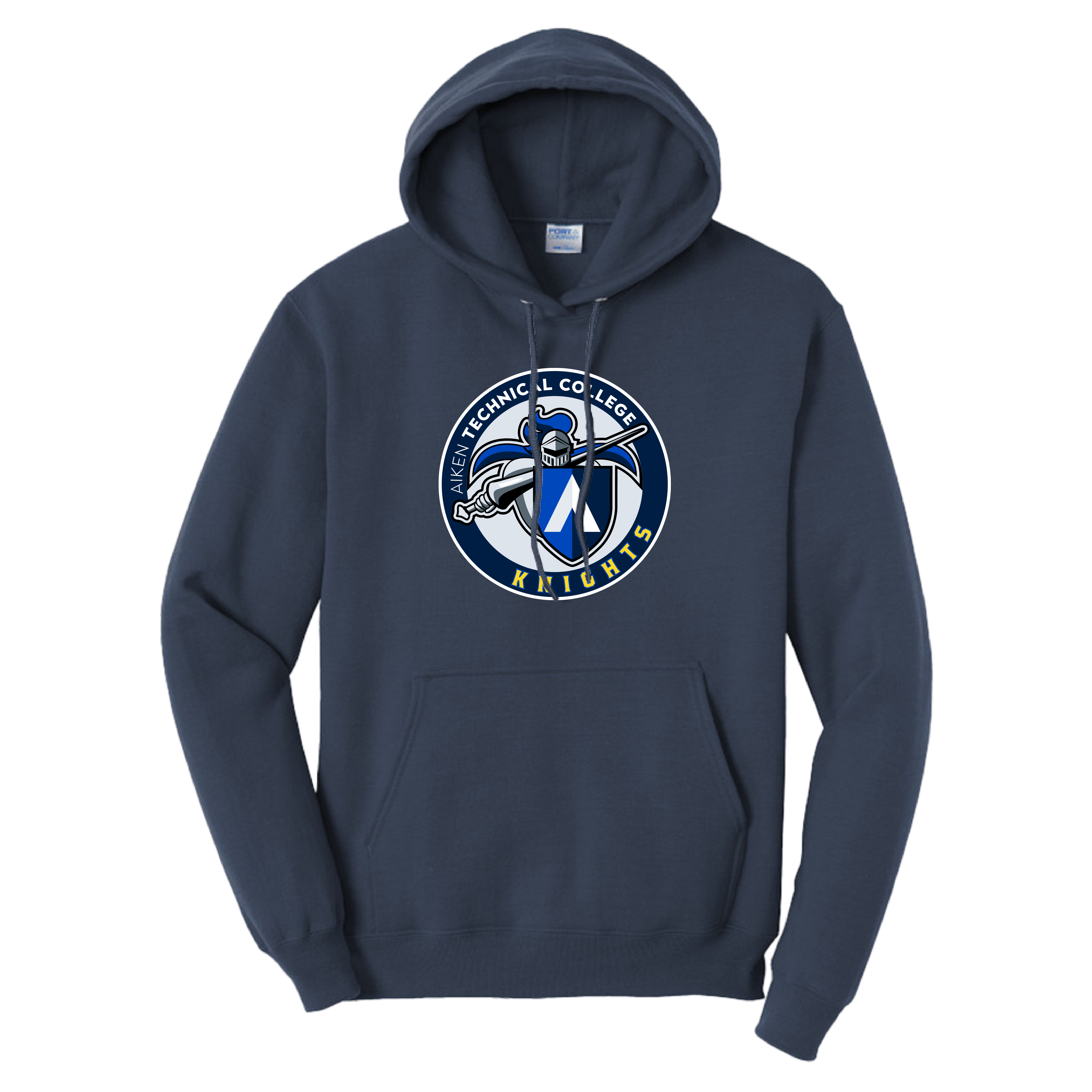 Aiken Technical Tall Navy Fleece Hoodie Aiken Technical College Knights Emblem