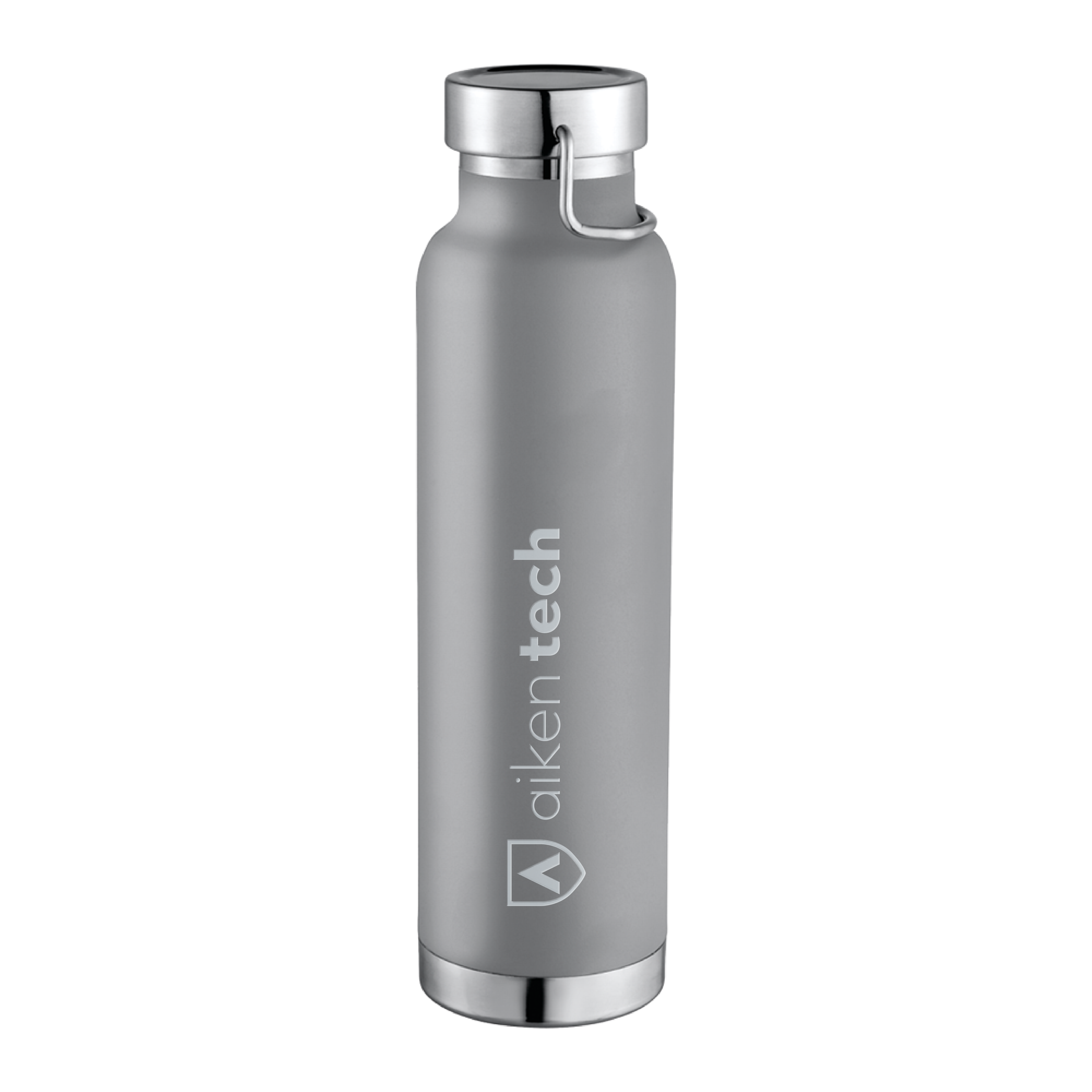 Aiken Technical Thor Copper Vacuum Insulated Grey Bottle 22oz ATC Secondary Mark Flat Engraved