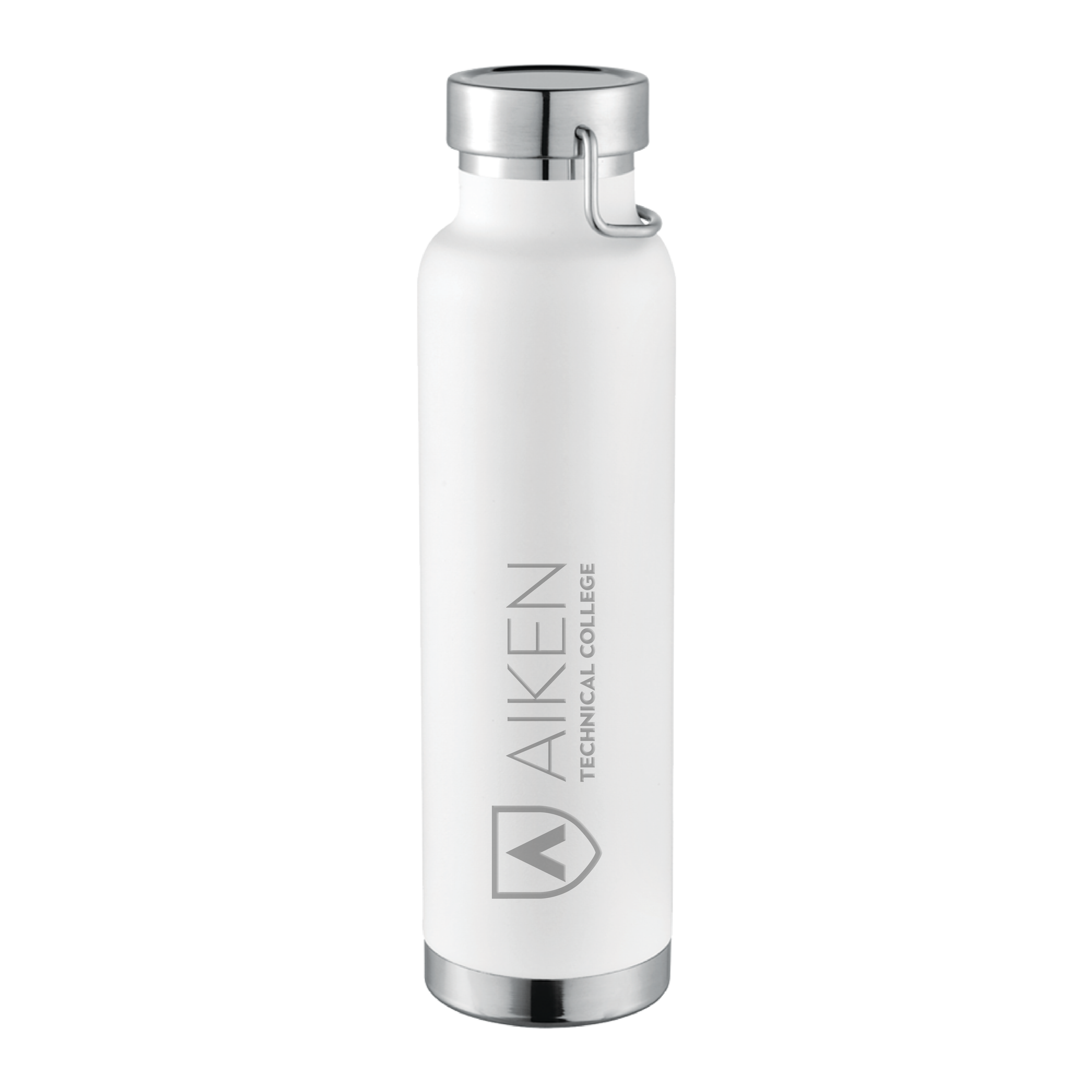 Aiken Technical Thor Copper Vacuum Insulated White Bottle 22oz ATC Primary Mark Stacked Engraved