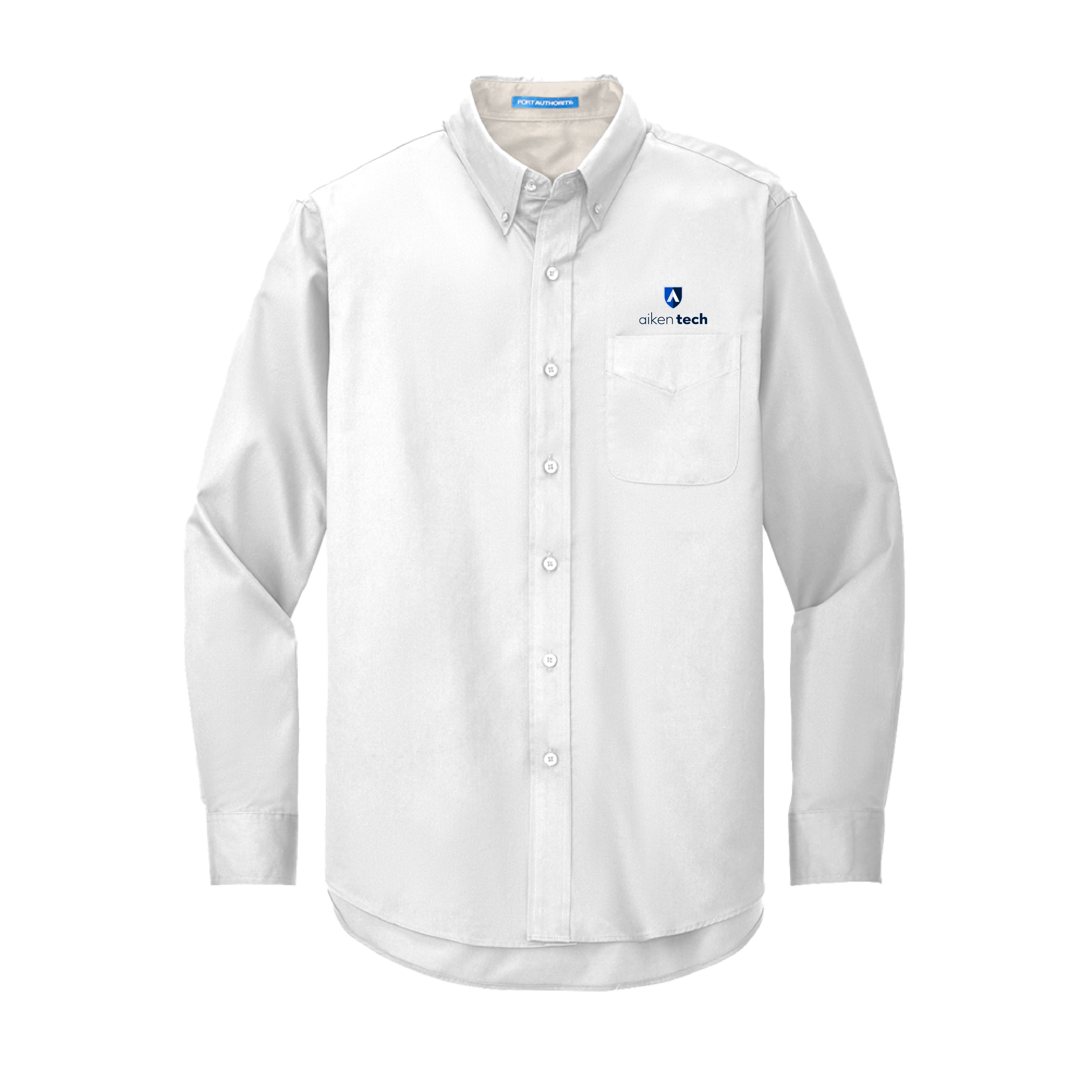 Aiken Technical White Twill Button Down Long Sleeve Aiken Technical College Secondary Mark Stacked