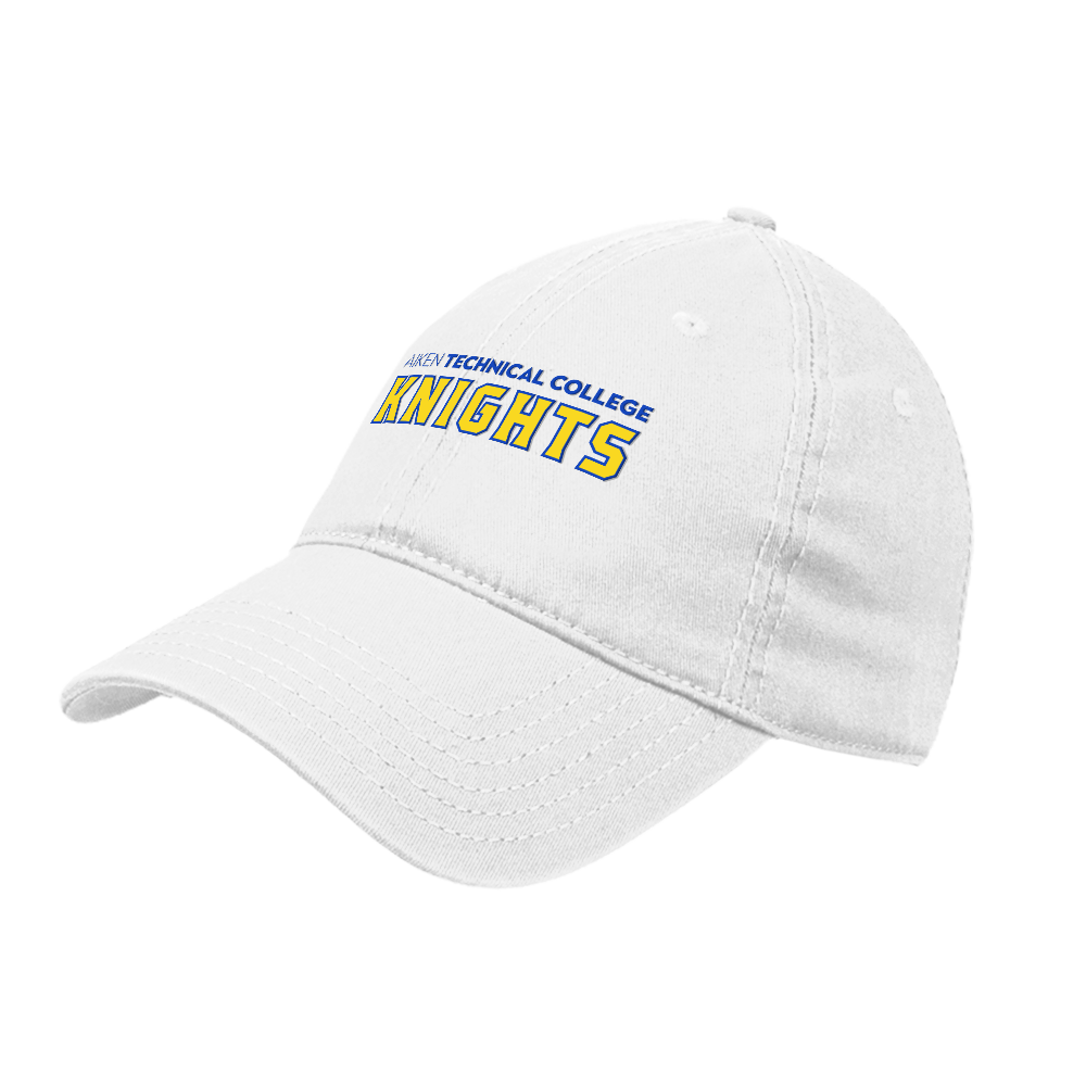 Aiken Technical White Unstructured Adjustable Low Profile Hat Aiken TC Knights Wordmark
