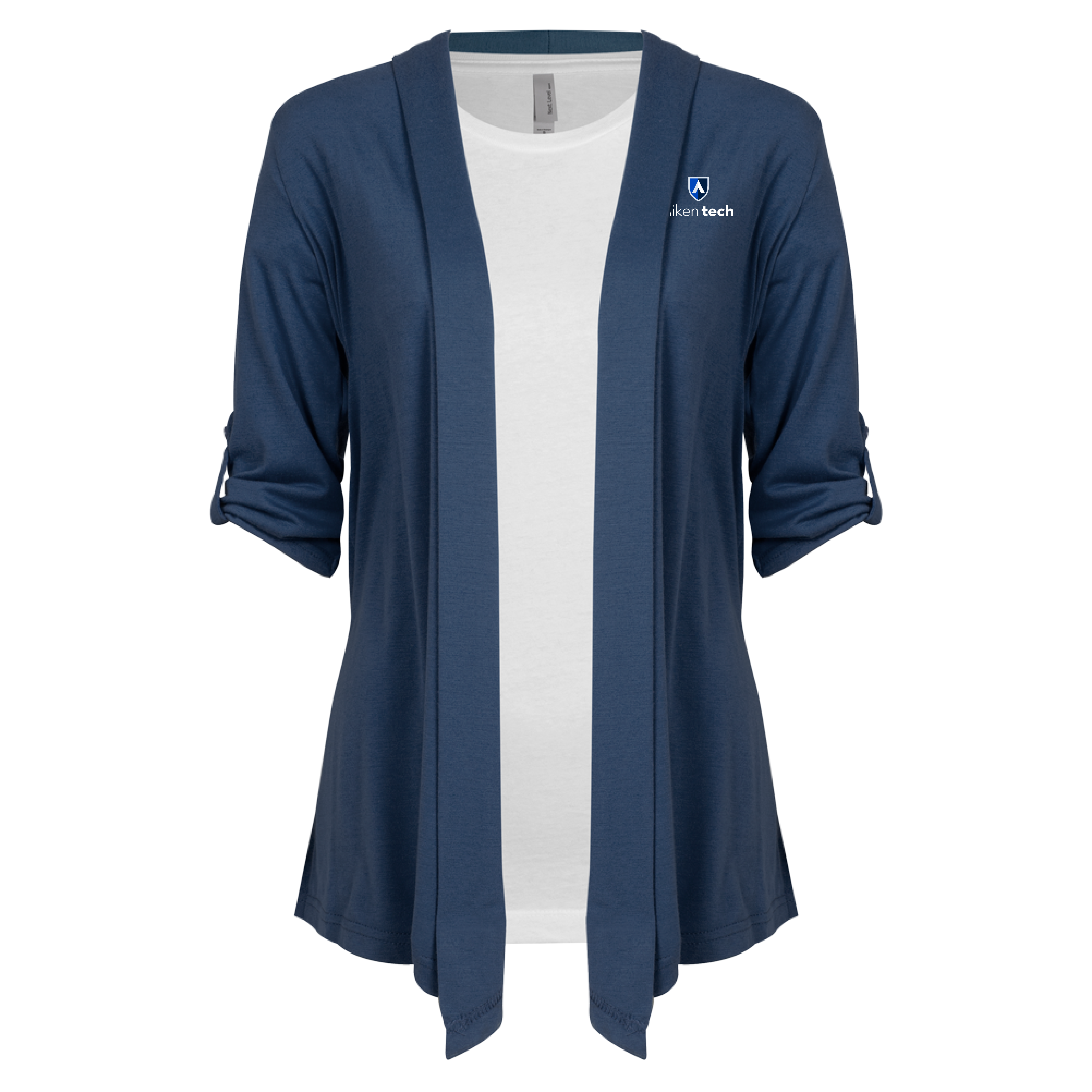 Aiken Technical Womens Navy Drape Front Cardigan Sweater ATC Secondary Mark Stacked