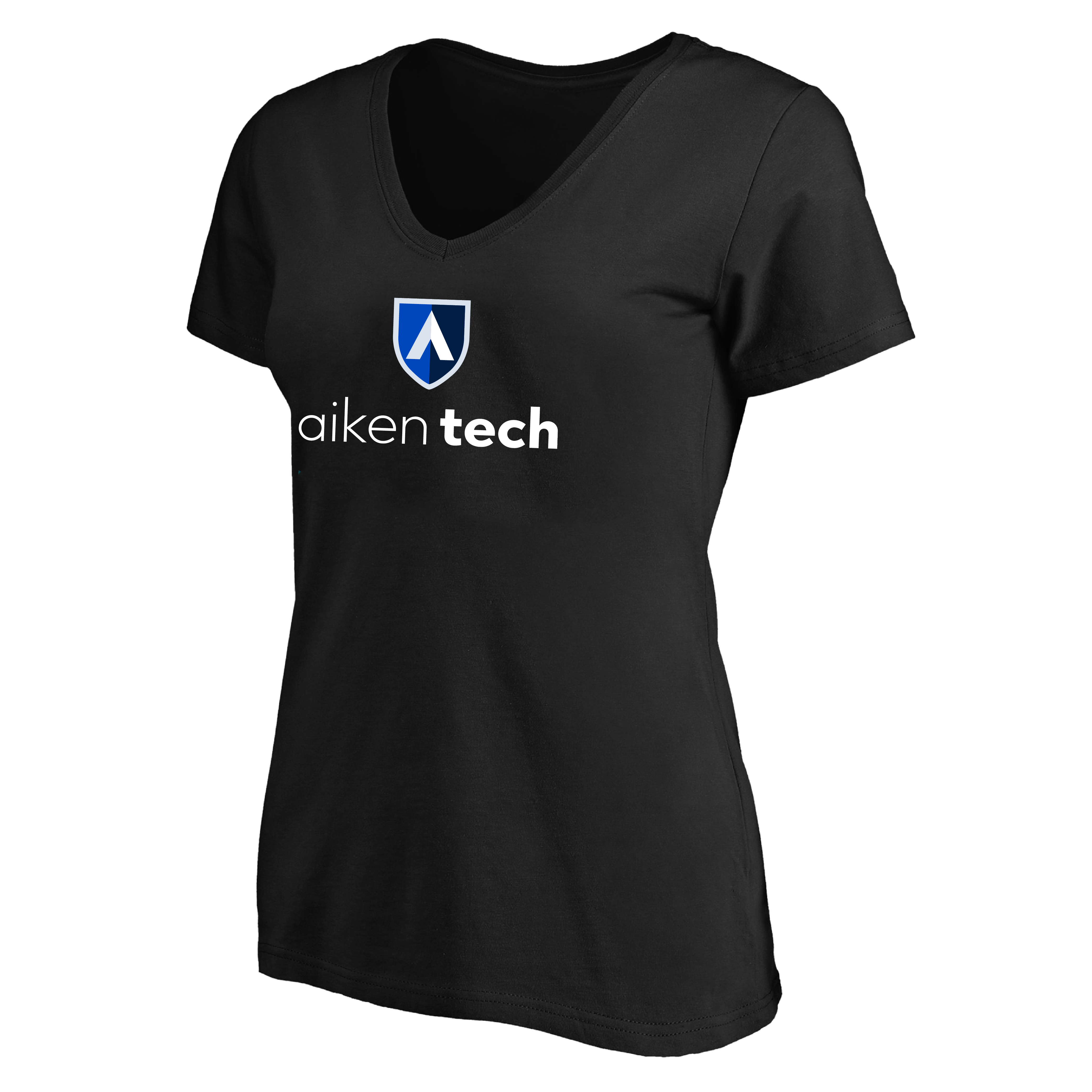 Aiken Technical Womens Plus Black V Neck T Shirt Aiken Technical College Secondary Mark Stacked