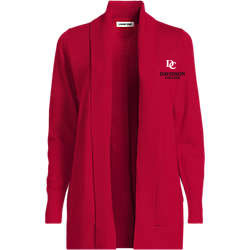 Women's Lands End Cotton Modal Shawl Collar Red Cardigan Sweater