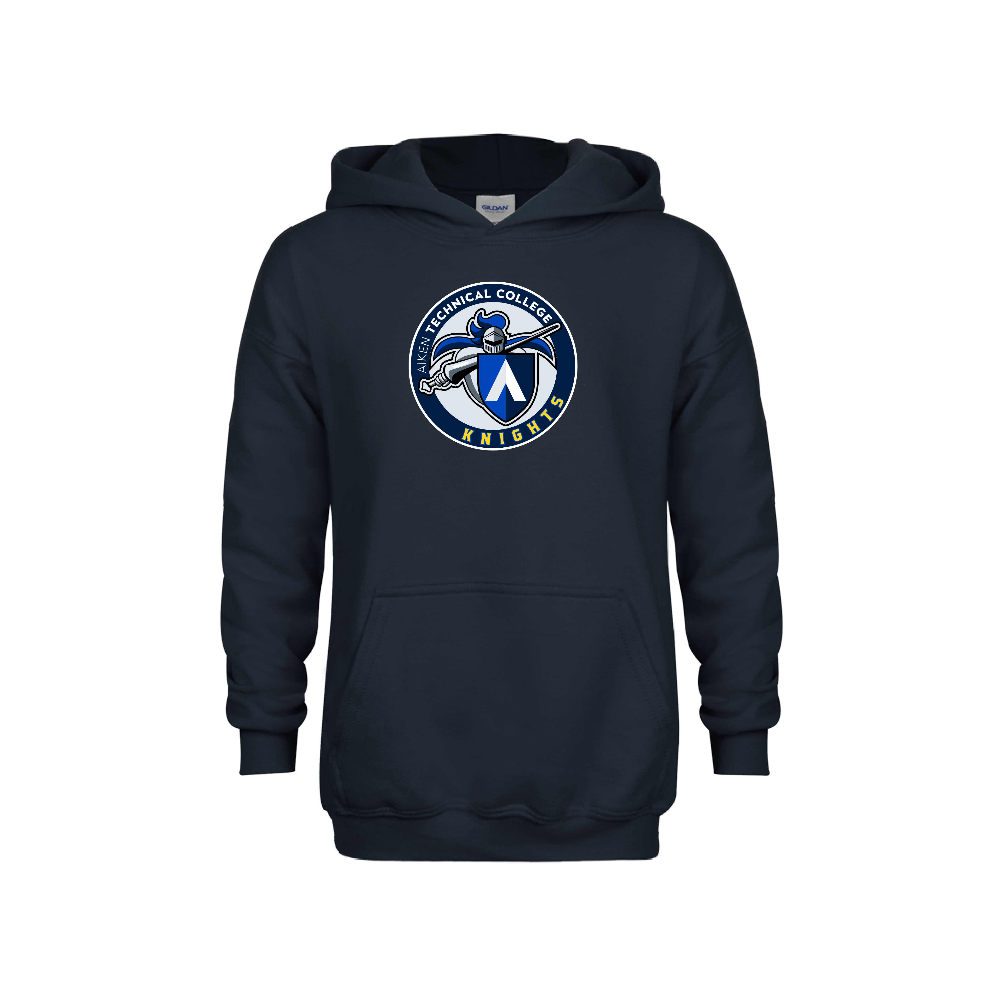 Aiken Technical Youth Navy Fleece Hoodie Aiken Technical College Knights Emblem