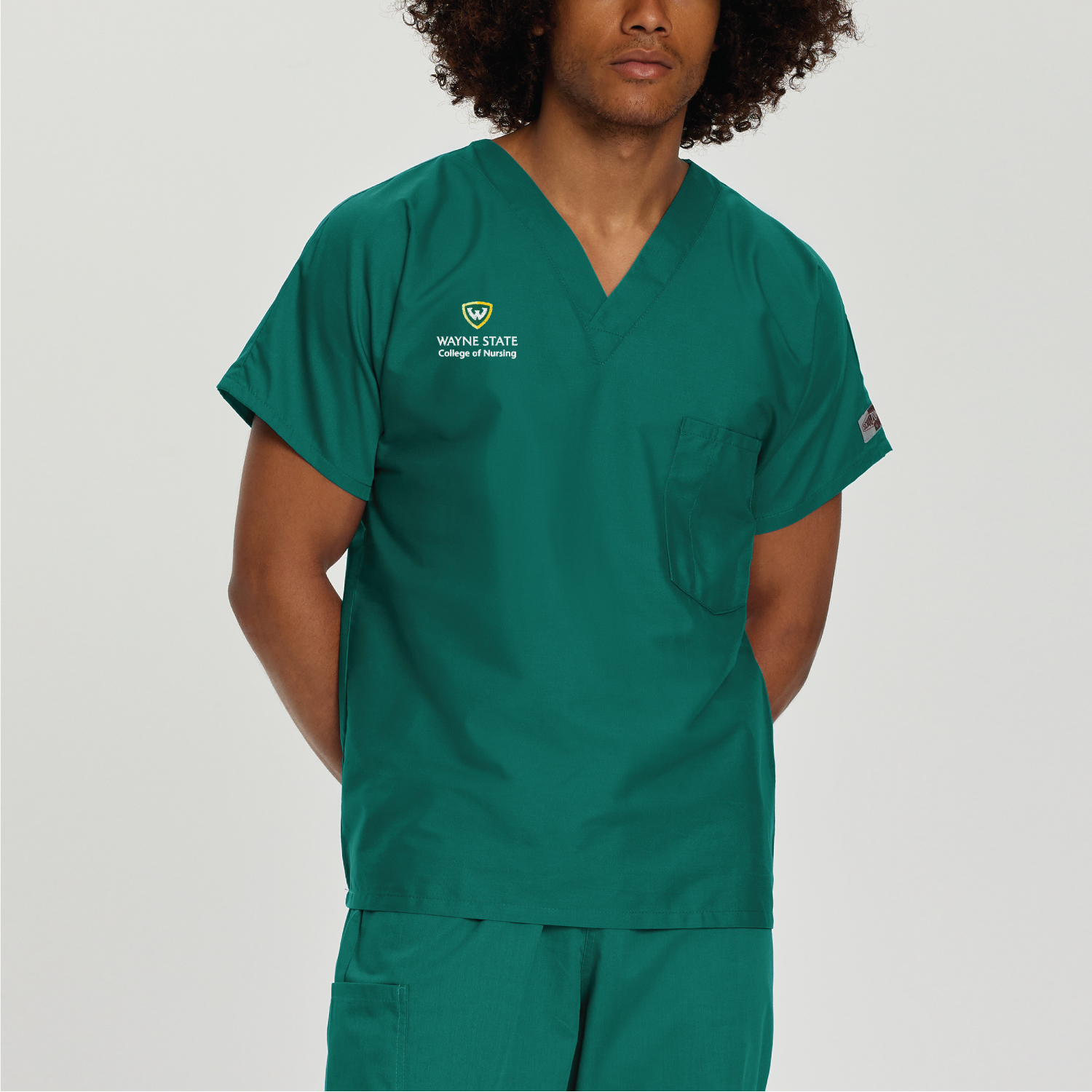 WSU Landau Scrub Zone Unisex 1-Pocket V-neck Scrub Top