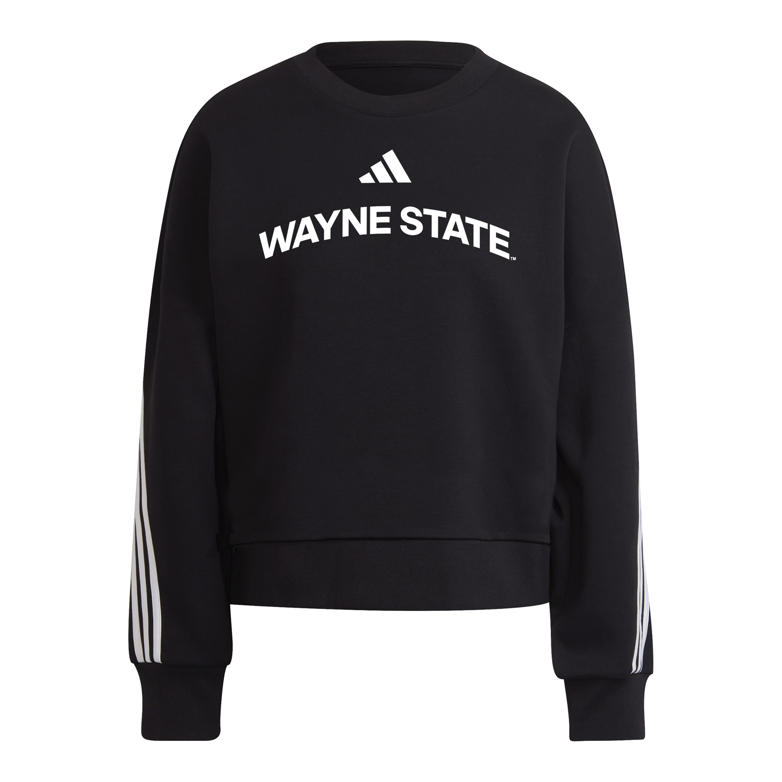 Wayne State Arch Women's Adidas 3-Stripe Crew Sweatshirt