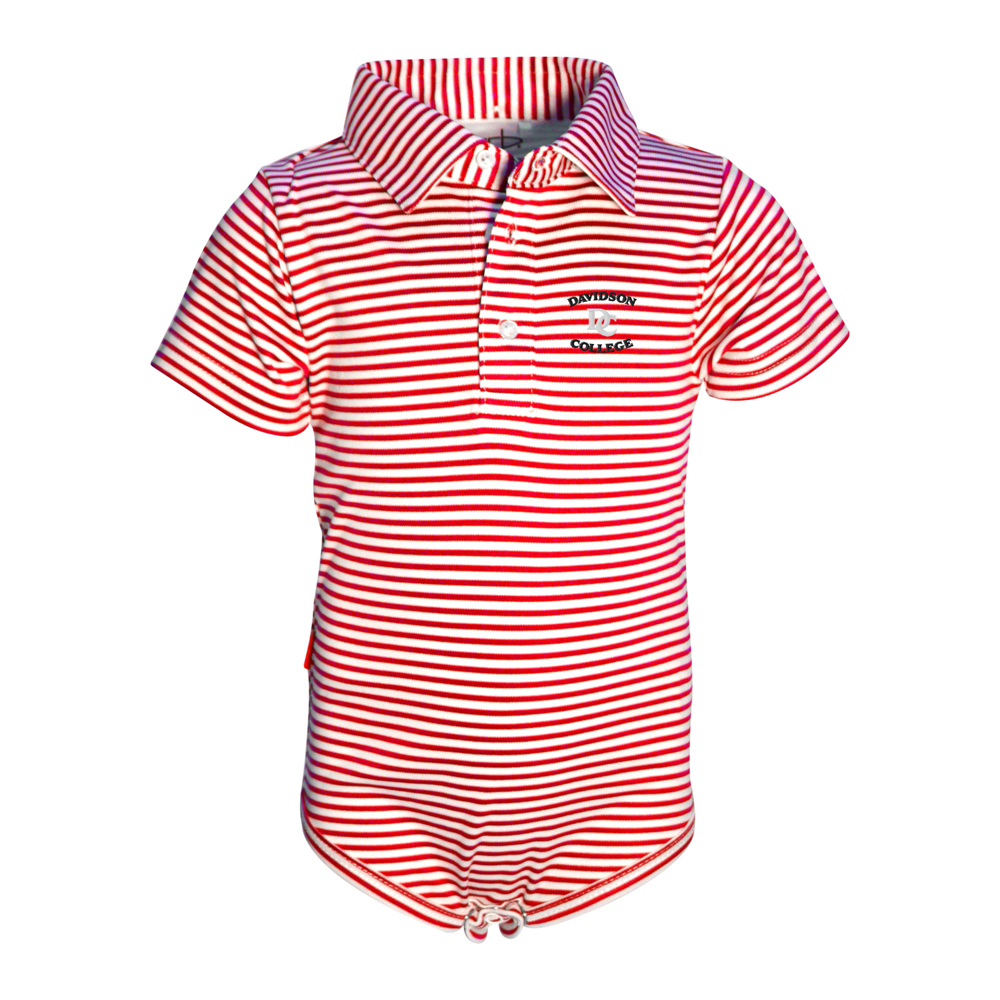 Davidson College Red/White Stripe Onesie Polo