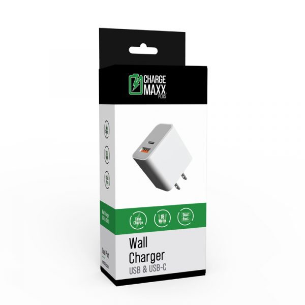 Charge MAXX PLUS Dual Port Wall Charger USB-A-USB-C