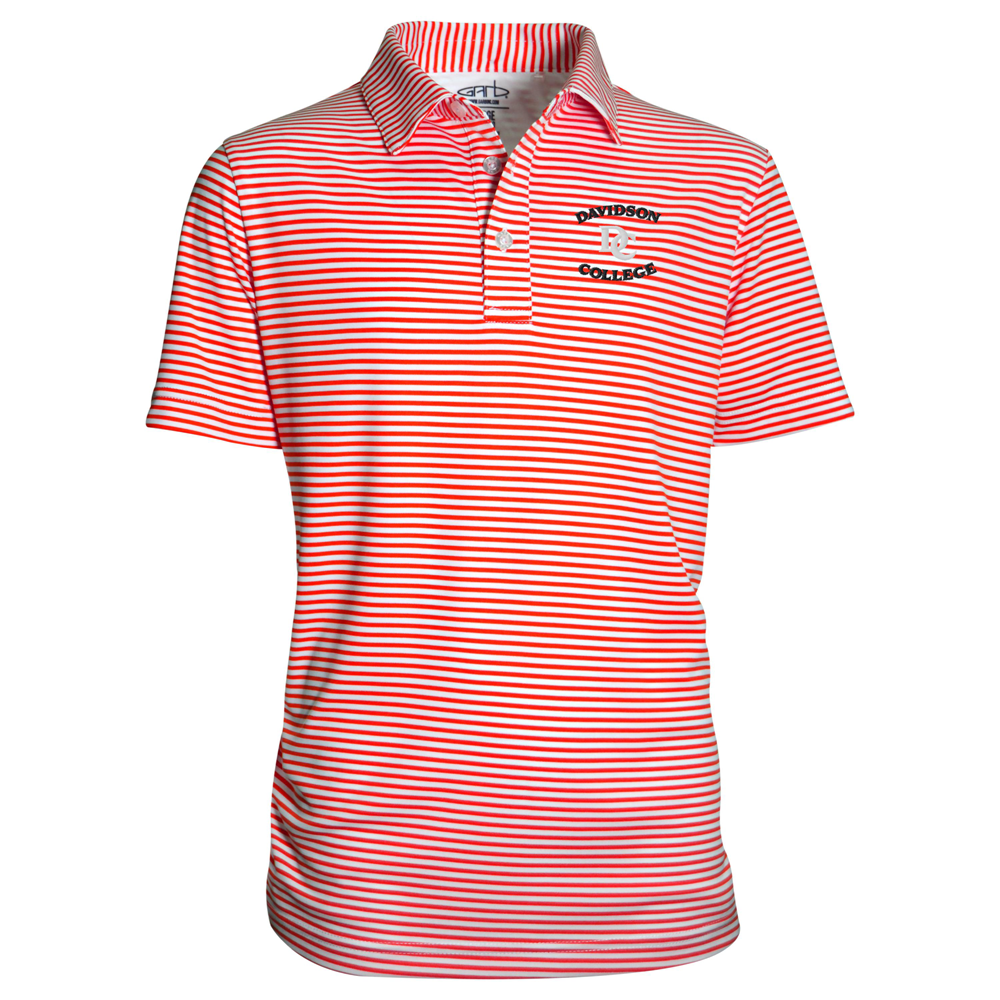 Davidson College Red/White Stripe Polo