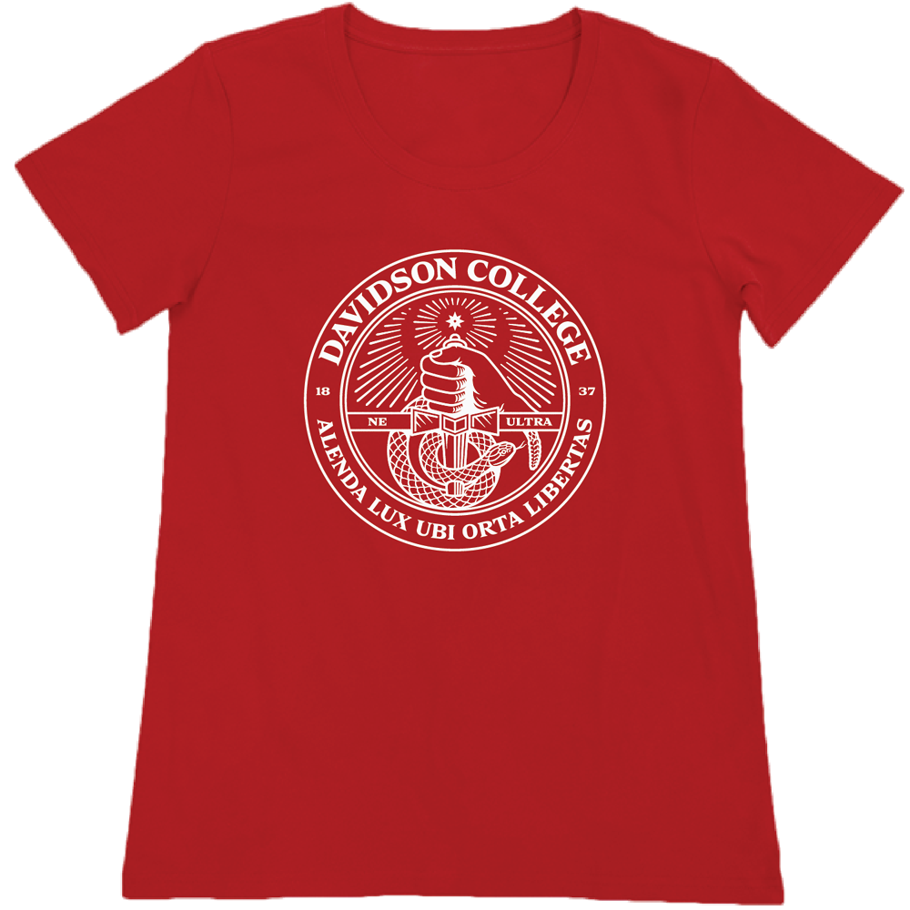 Women's Davidson College Red Tee With College Seal