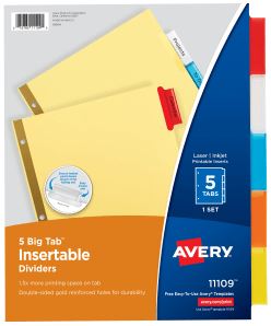 Avery 5 Big Tab Insertable Dividers