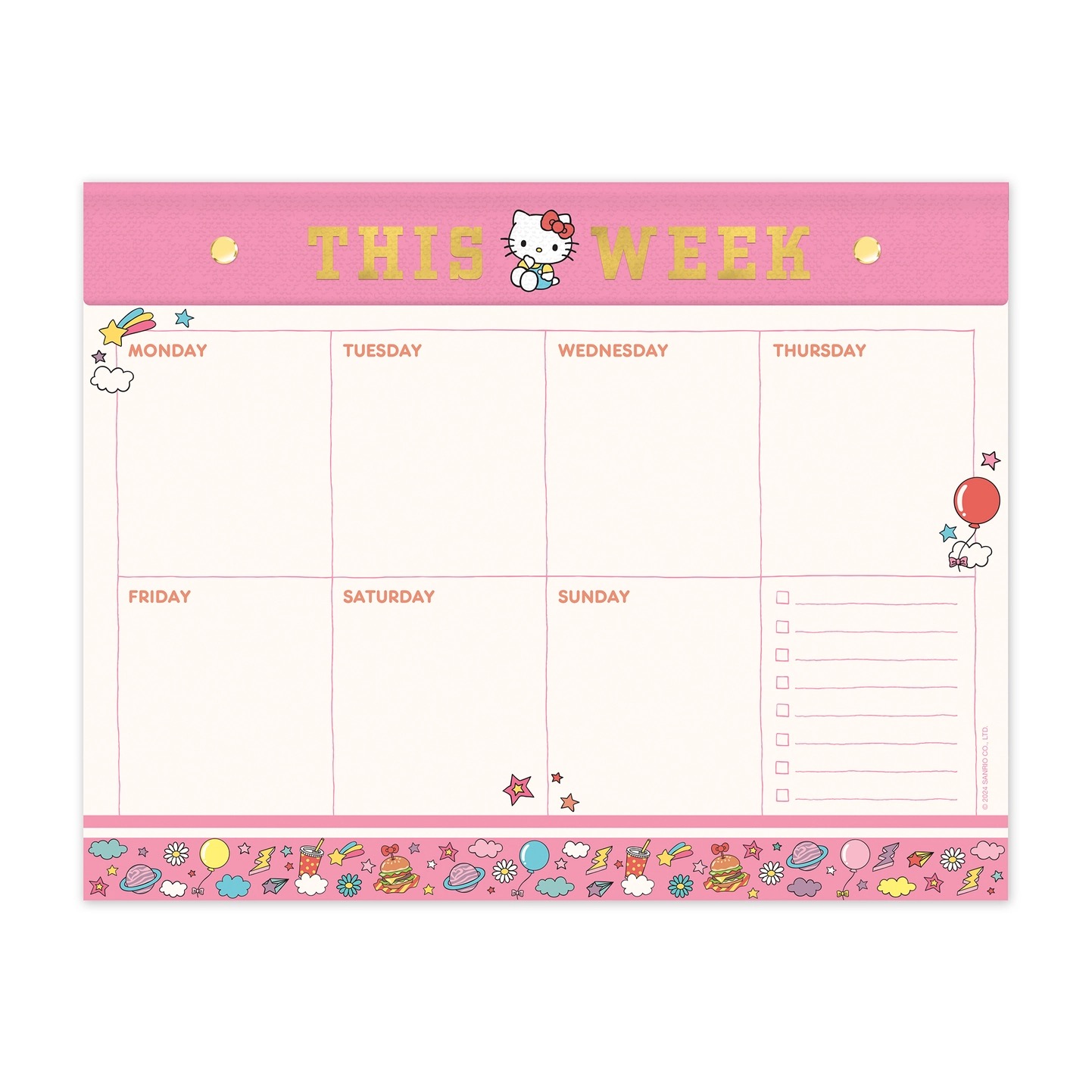Hello Kitty College Letters Weekly Desk Pad