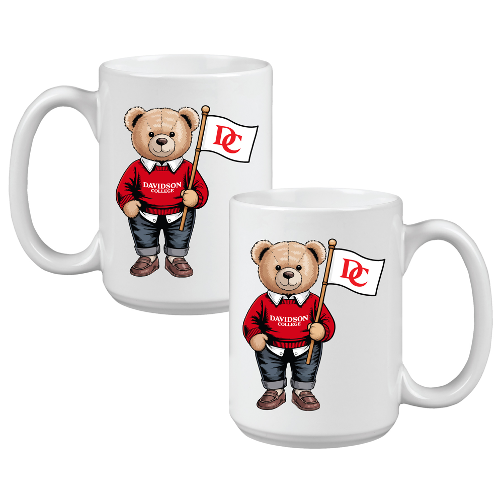 Davidson College White Grande Bear Mug