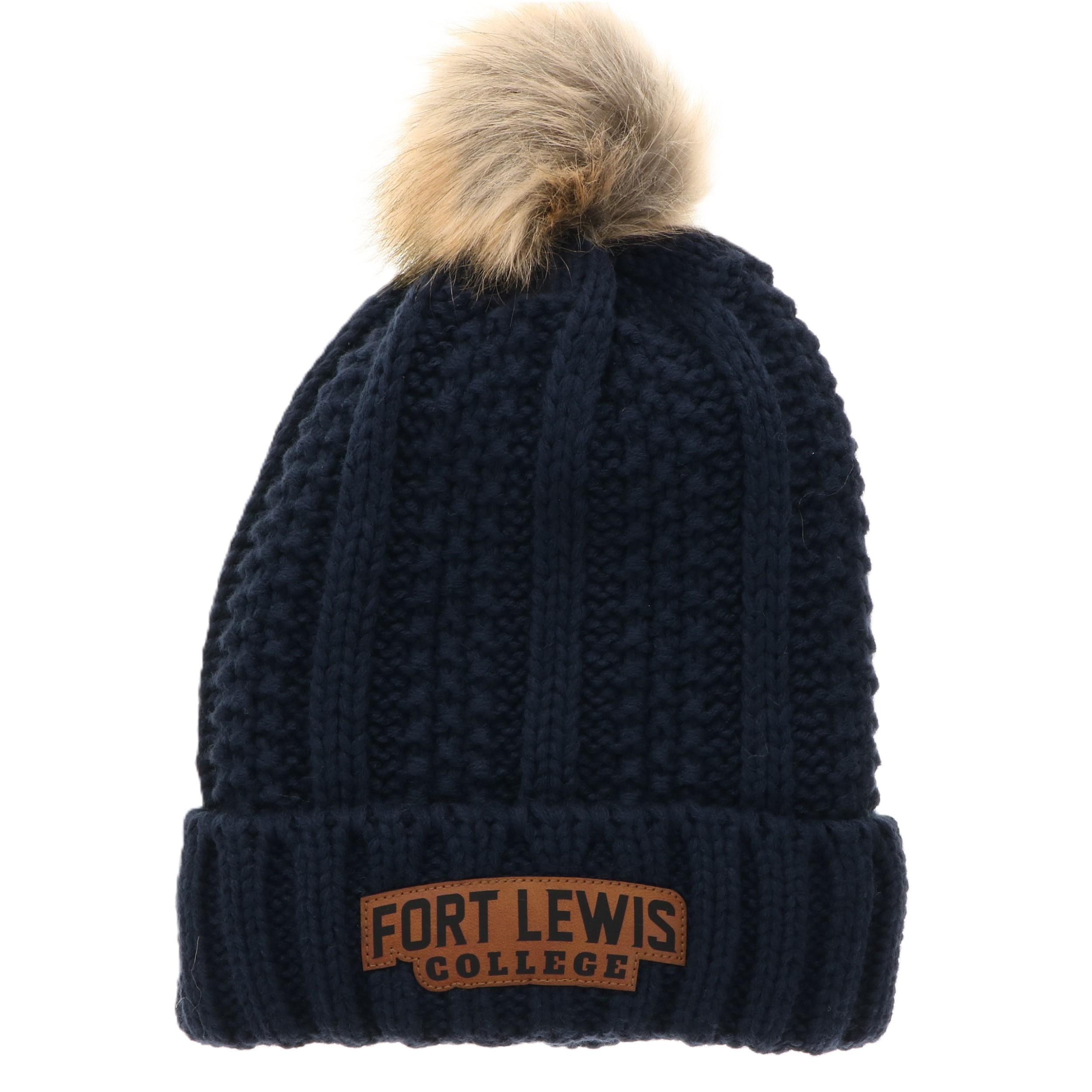 Fort Lewis College Faux Fur Pom Stocking Hat