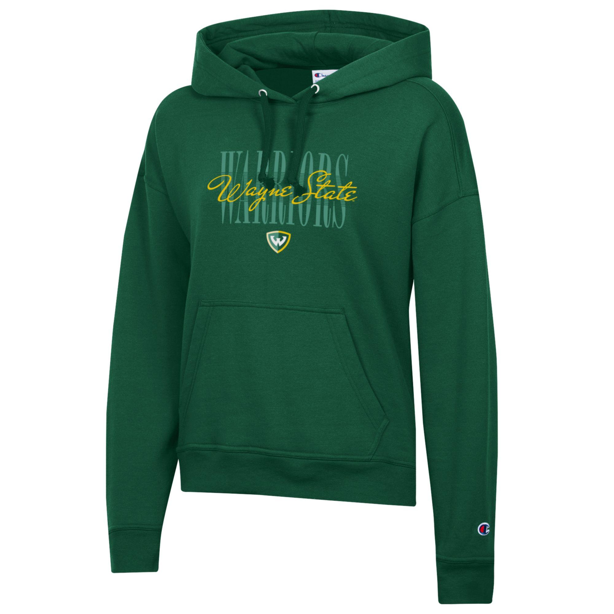 Wayne State Script over Warriors Text Women's Hooded Sweatshirt