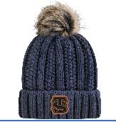 Trinidad State Cable Knit Stocking Hat with Faux Fur Pom