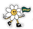 Wayne State Flower Figure Sticker- 2 inch