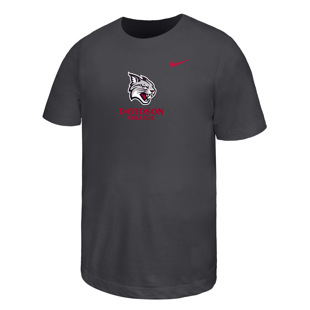 Youth Nike Davidson College Wildcat Anthracite Cotton Tee