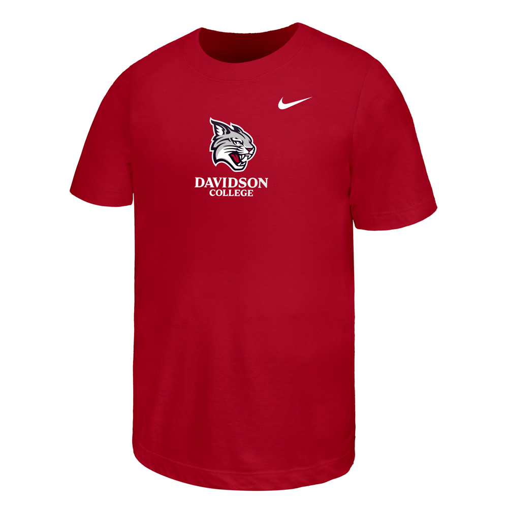 Youth Nike Davidson College Wildcat Red Cotton Tee
