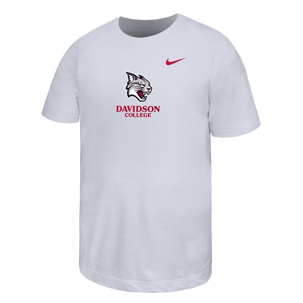 Nike Youth Davidson College Wildcat White Cotton Tee