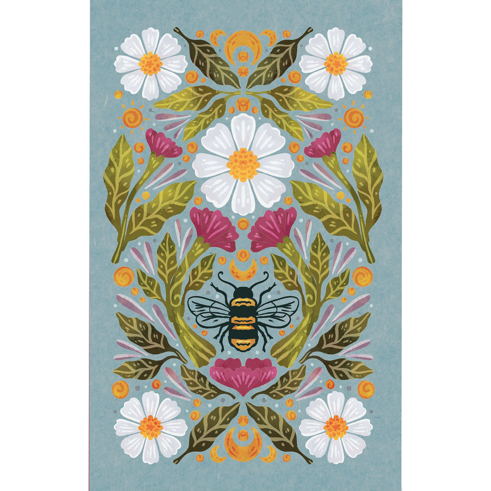 Denik Burgundy Blooms and Honeybee Tea Layflat Notebook