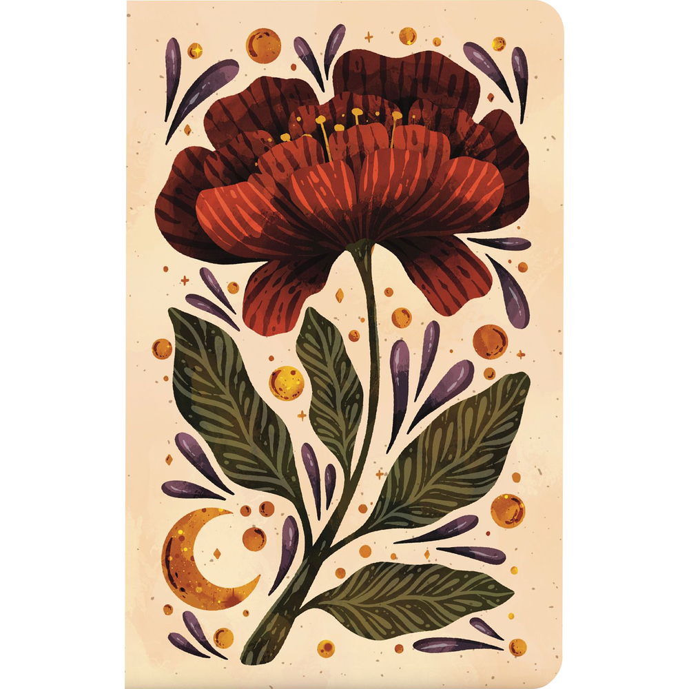 Denik Burgundy Blooms and Honeybee Tea Layflat Notebook