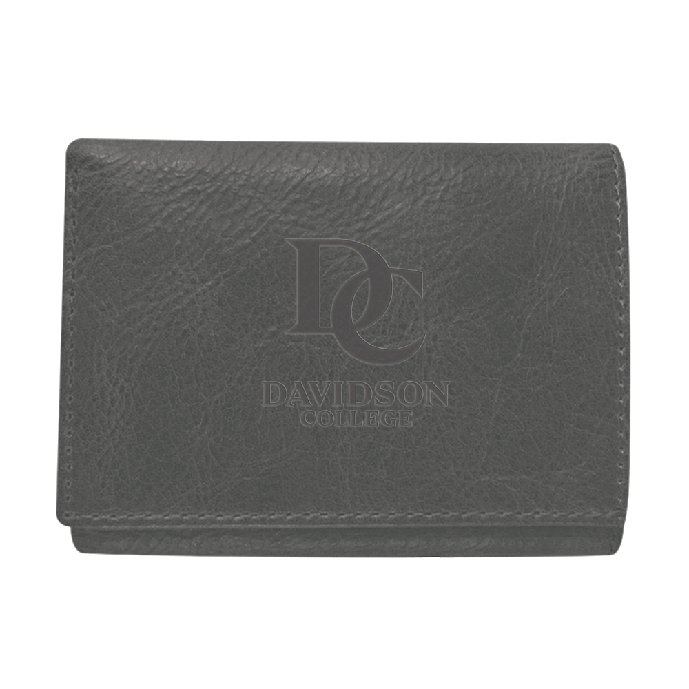 Davidson College Tri-Fold Brown Zulu Leather Wallet
