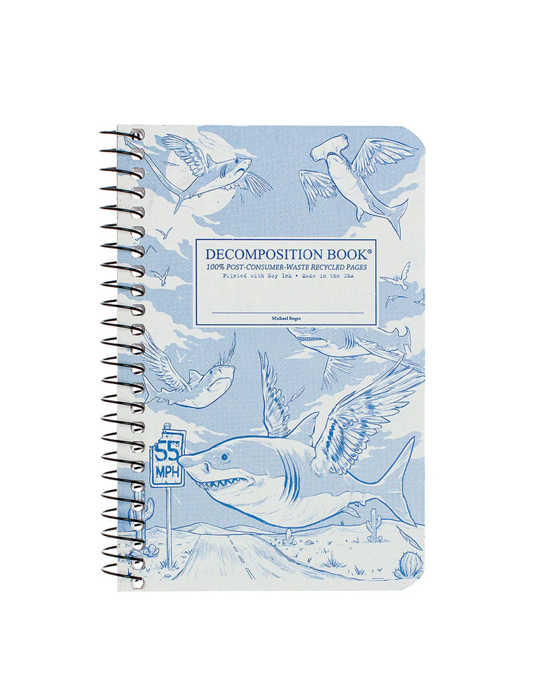 Coilbound Decomposition Book Flying Sharks Pocket Size
