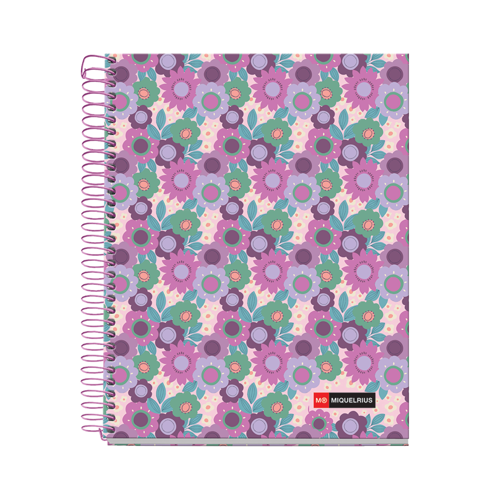4 Subject Fashion Cardboard 8" x 5" Notebook - Lavender Meadow