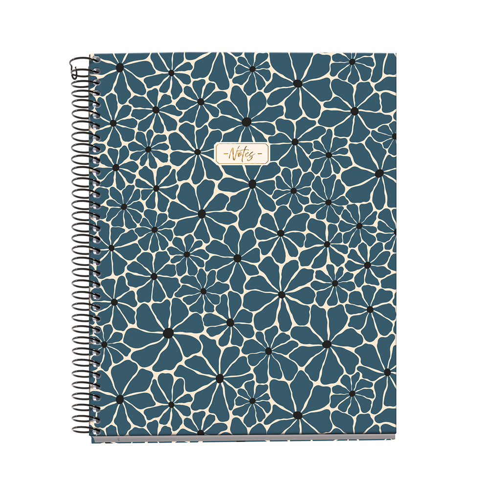 4 Subject Fashion Cardboard 8" x 5" Notebook - Prussia