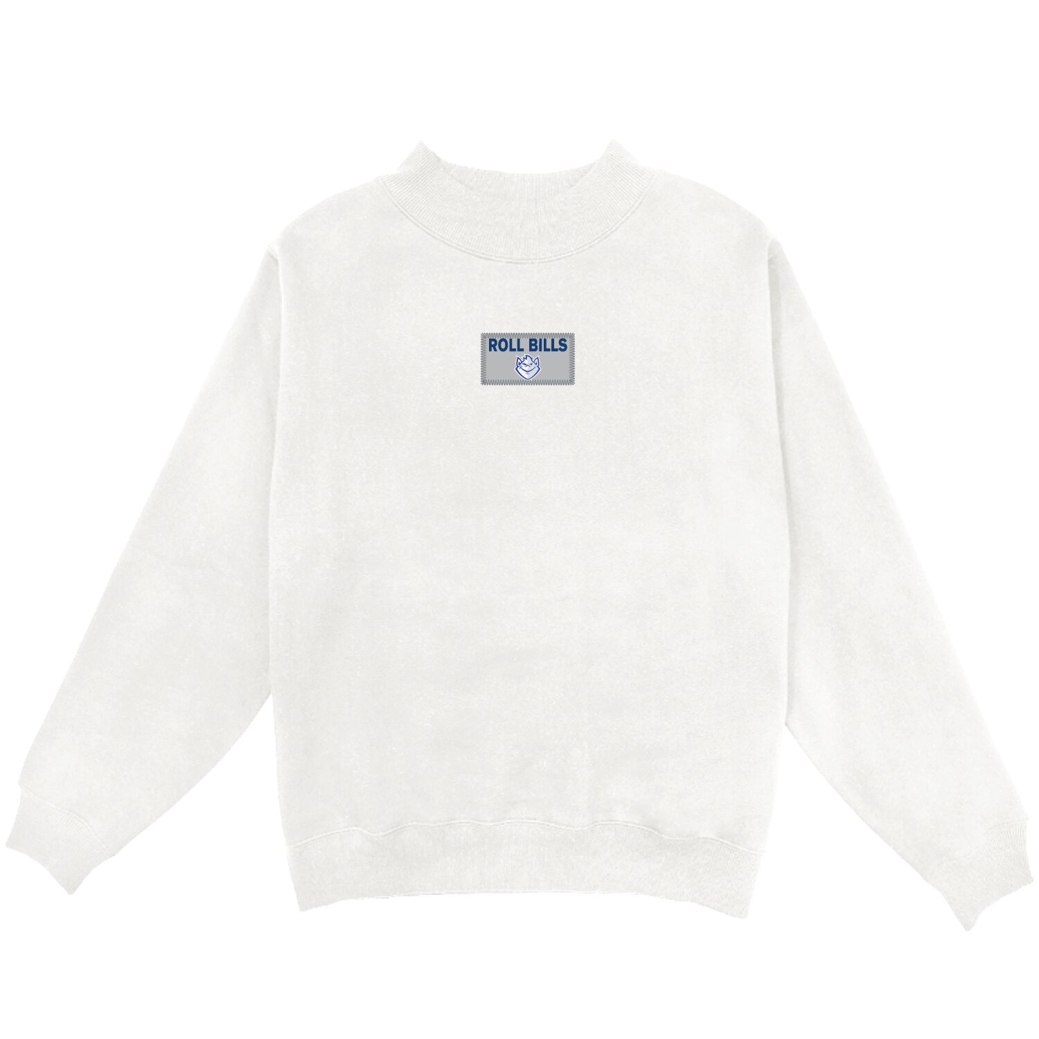 Blue 84 Women's Roll Bills Embroidered Patch Mock Neck Sweatshirt