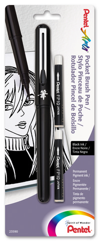 Pentel Pocket Brush Pen with 2 Refill Cartridges