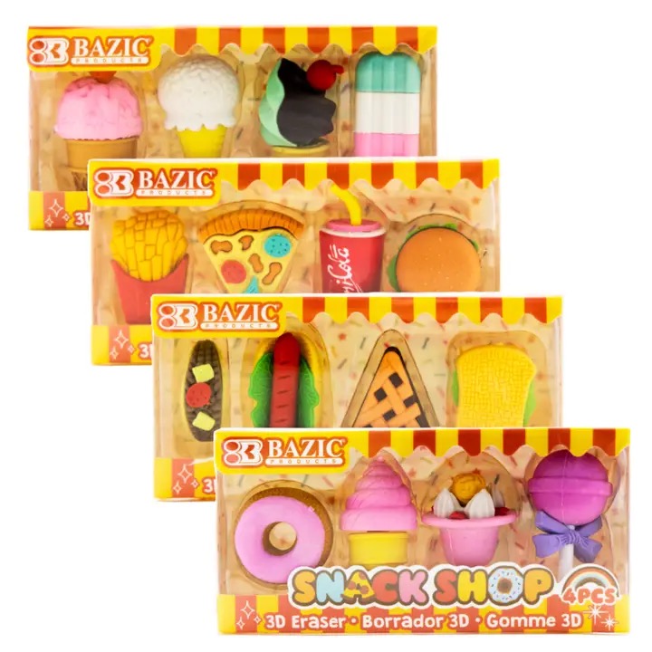 Snack Shop 3D Eraser Sets- 4pc