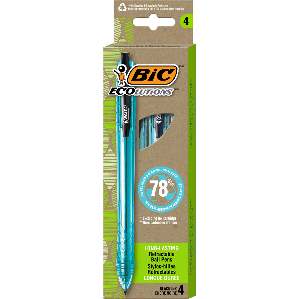 BIC ECOlutions Ocean Retractable Ballpoint Pen Black 1.0mm 4pk