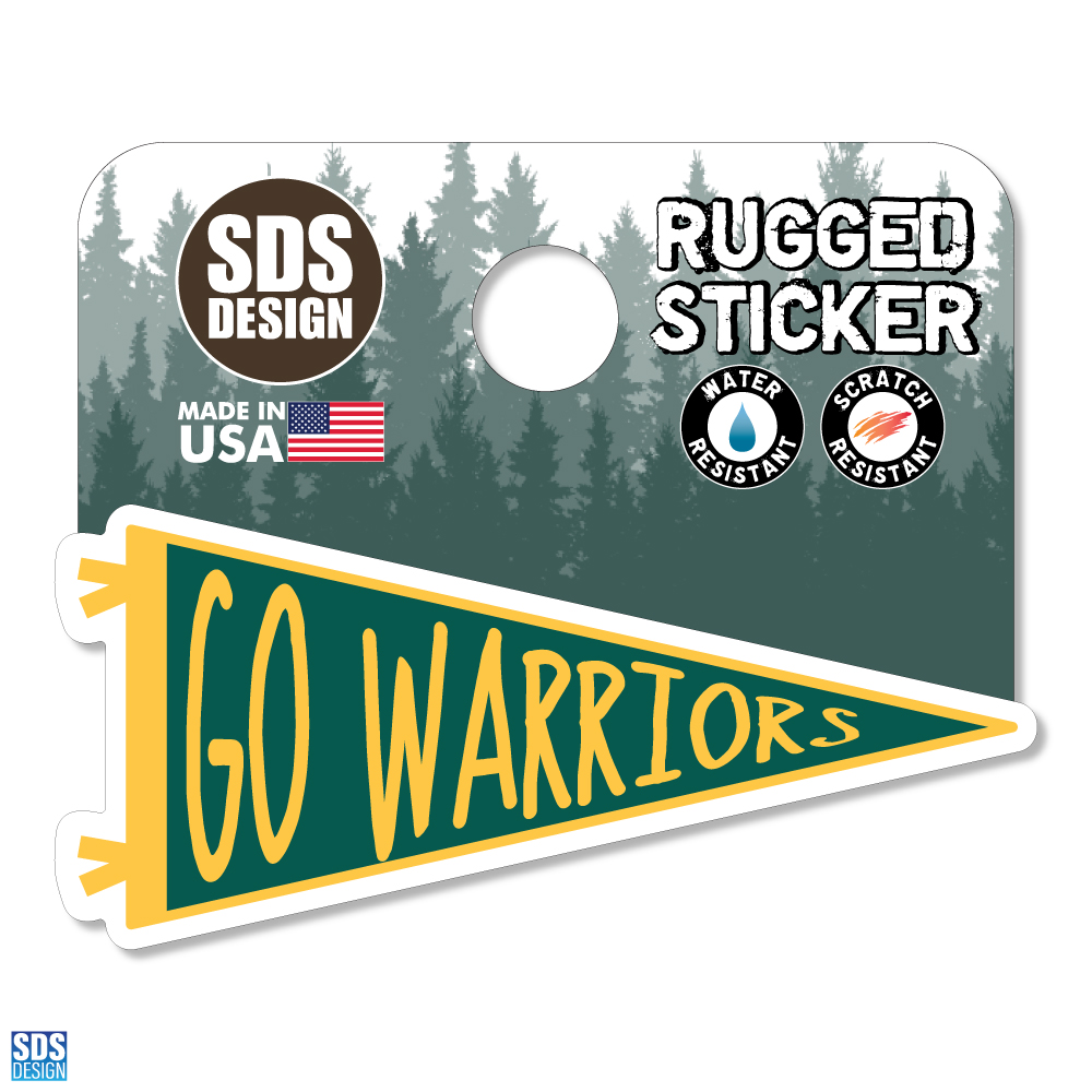 Go Warriors Pennant Sicker- 2 inch