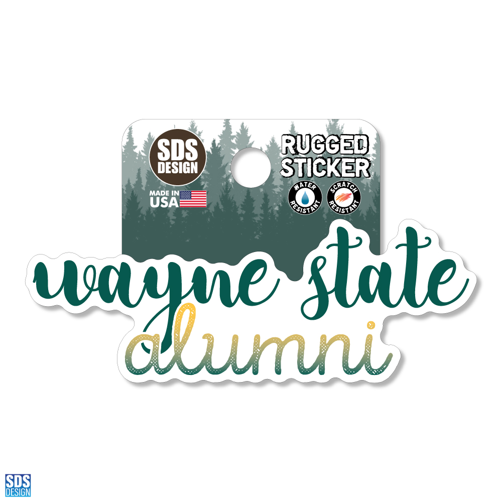 Wayne State Alumni Script Sticker- 3.5 inch