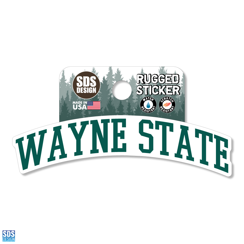Wayne State Arch Text Sticker- 3.5 inch