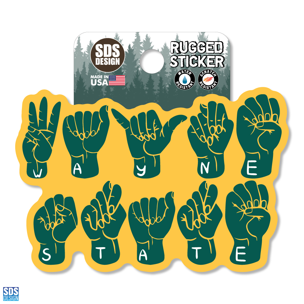 Wayne State ASL Sticker- 3.5 inch