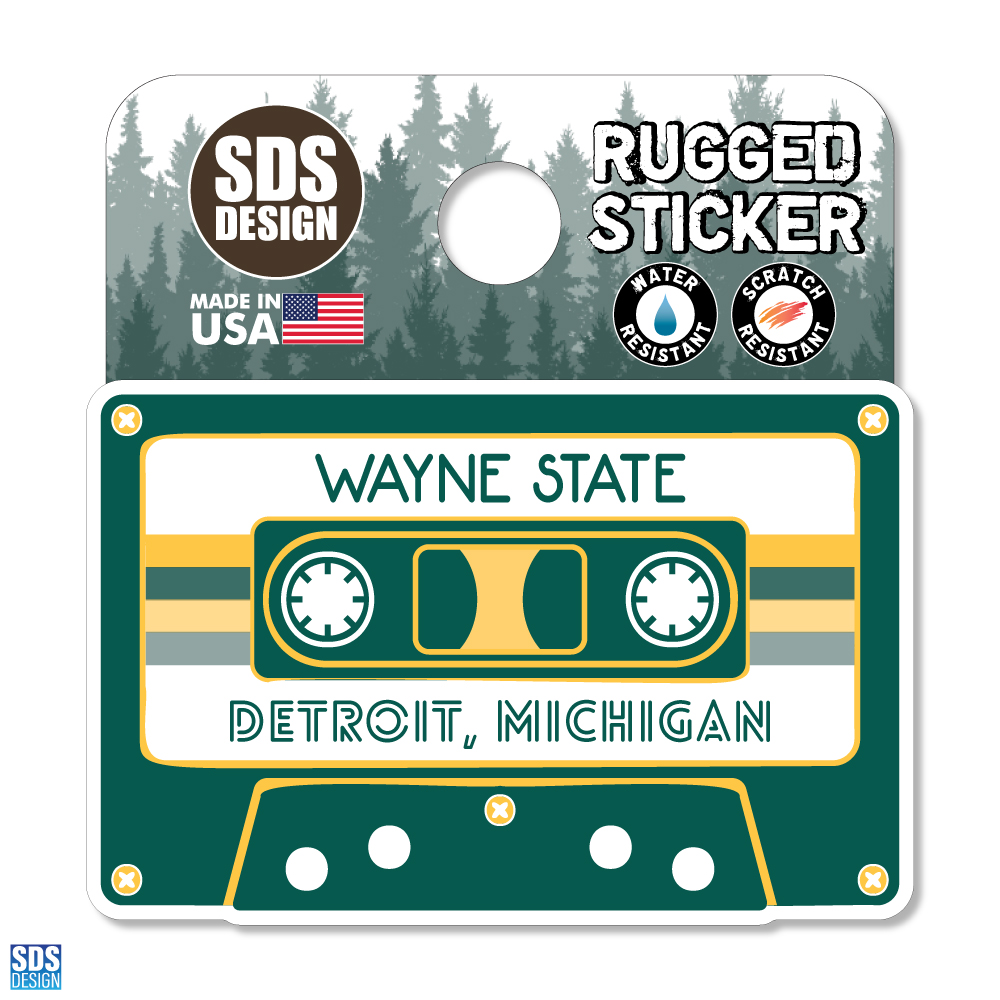 Wayne State Detroit, Michigan Cassette Tape Sticker- 2 inch