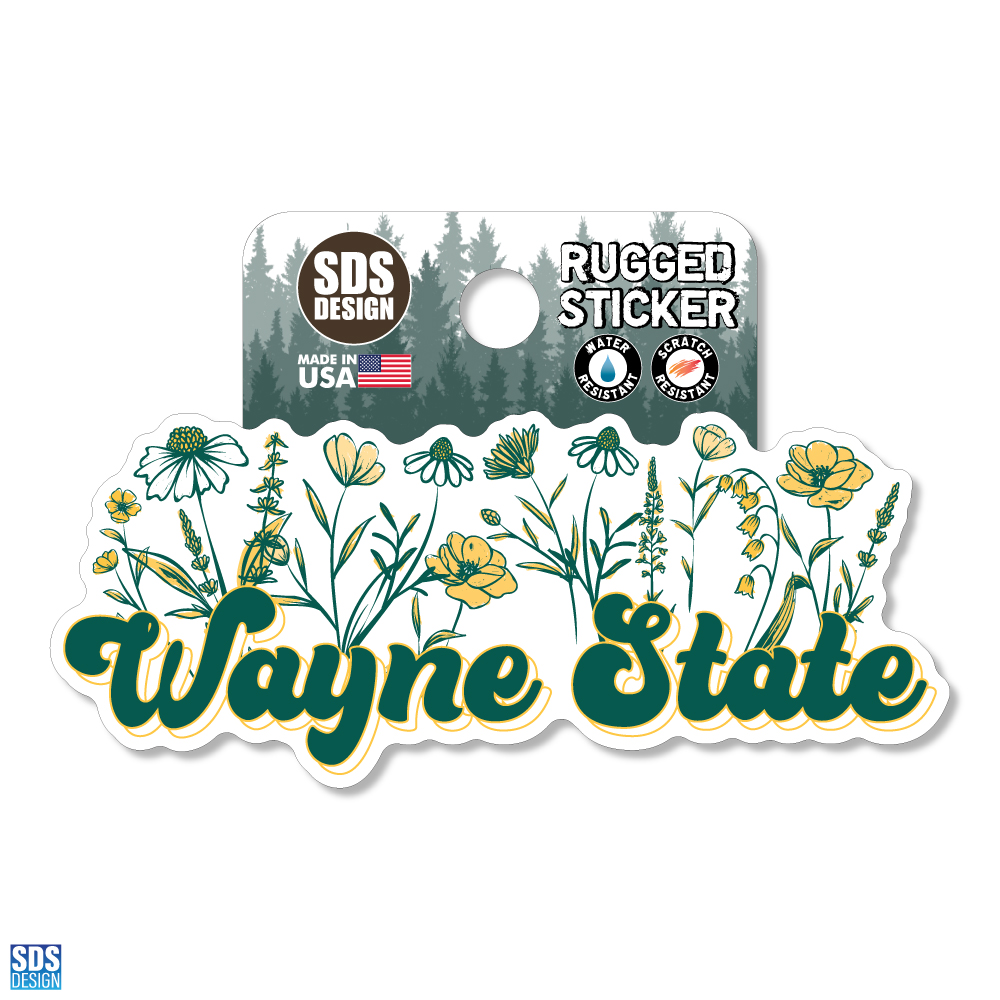 Wayne State Floral Sticker- 3.5 inch