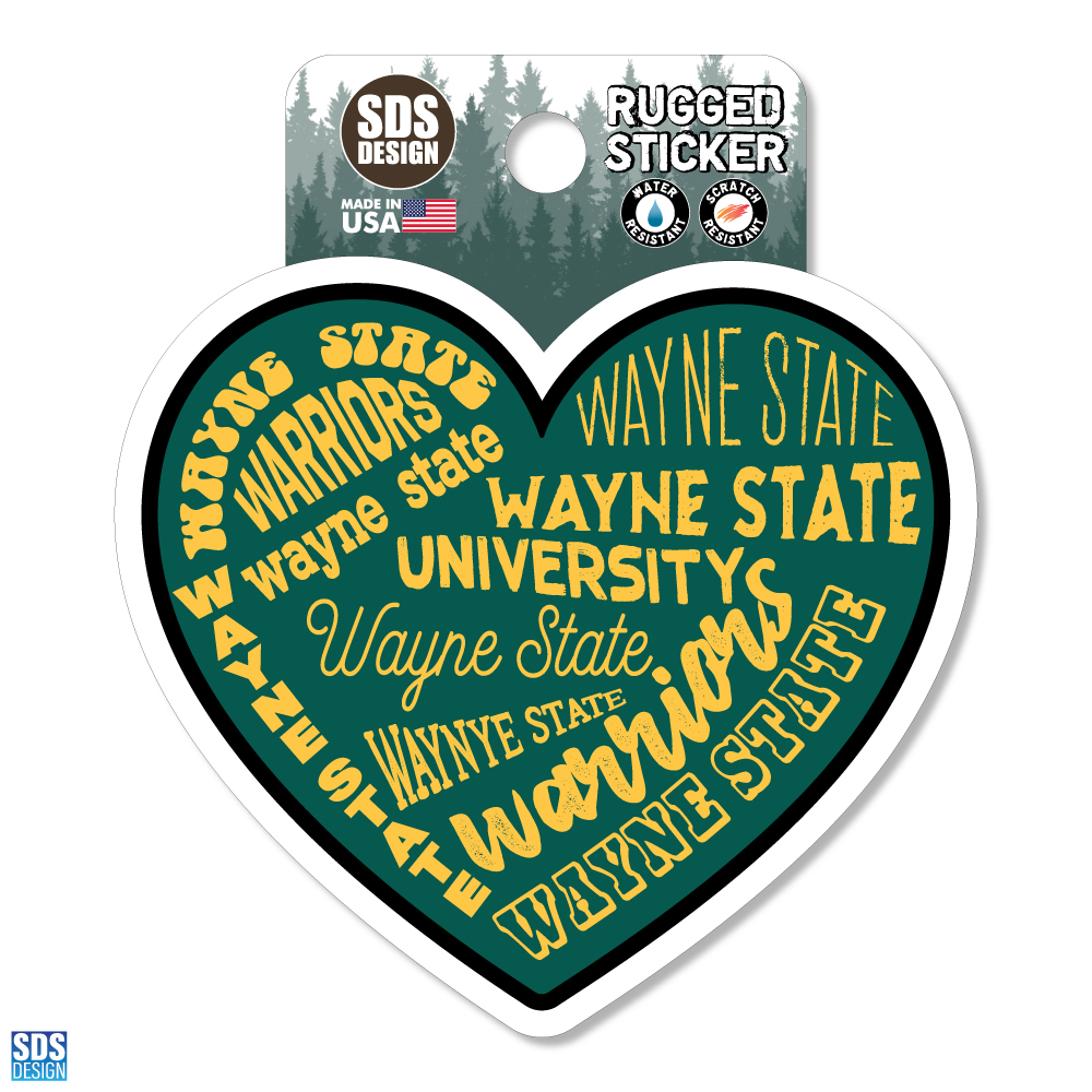 Wayne State Heart Sticker- 3.5 inch