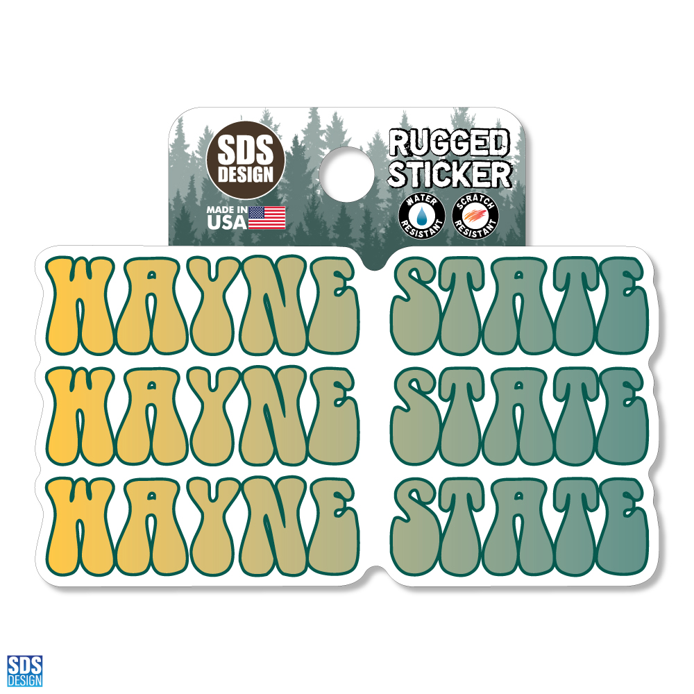 Wayne State Stacked Text Sticker- 3.5 inch