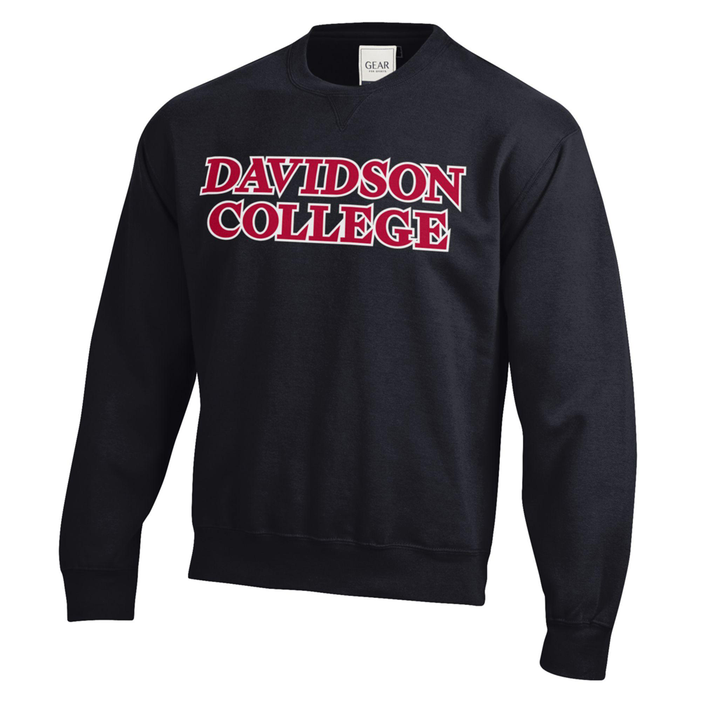 Davidson College Black Crew With Applique Letters