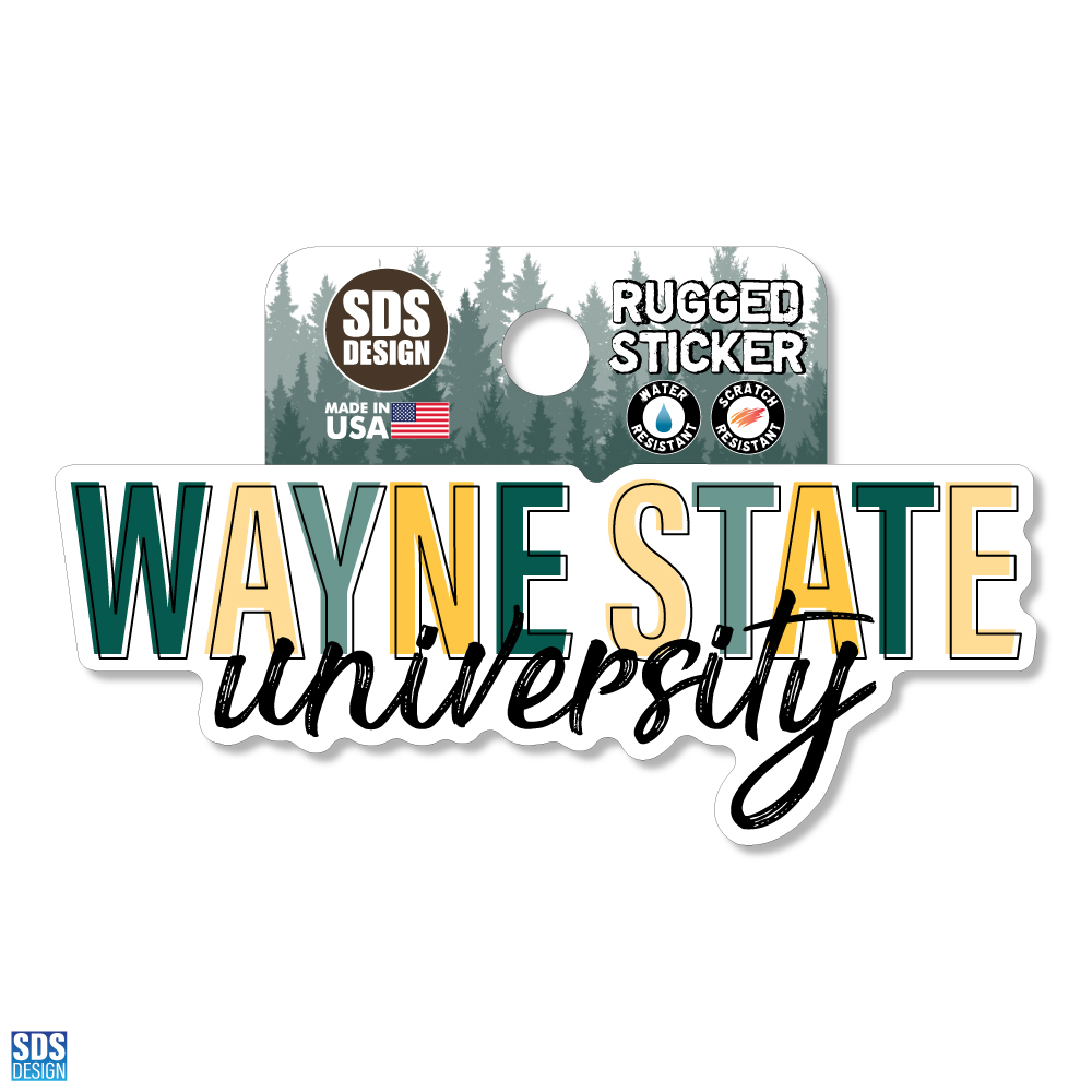 Wayne State University Block Script Sticker- 3.5 inch