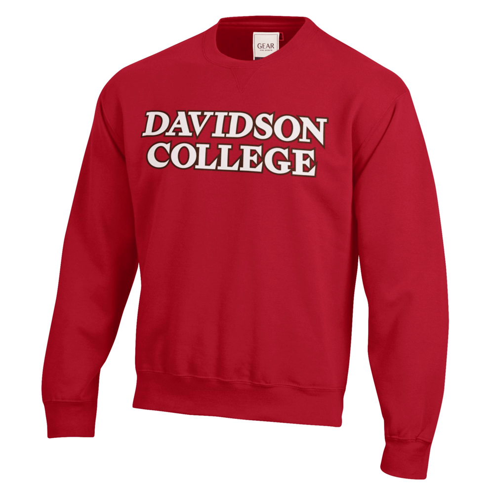 Davidson College Red Crew With Applique Letters