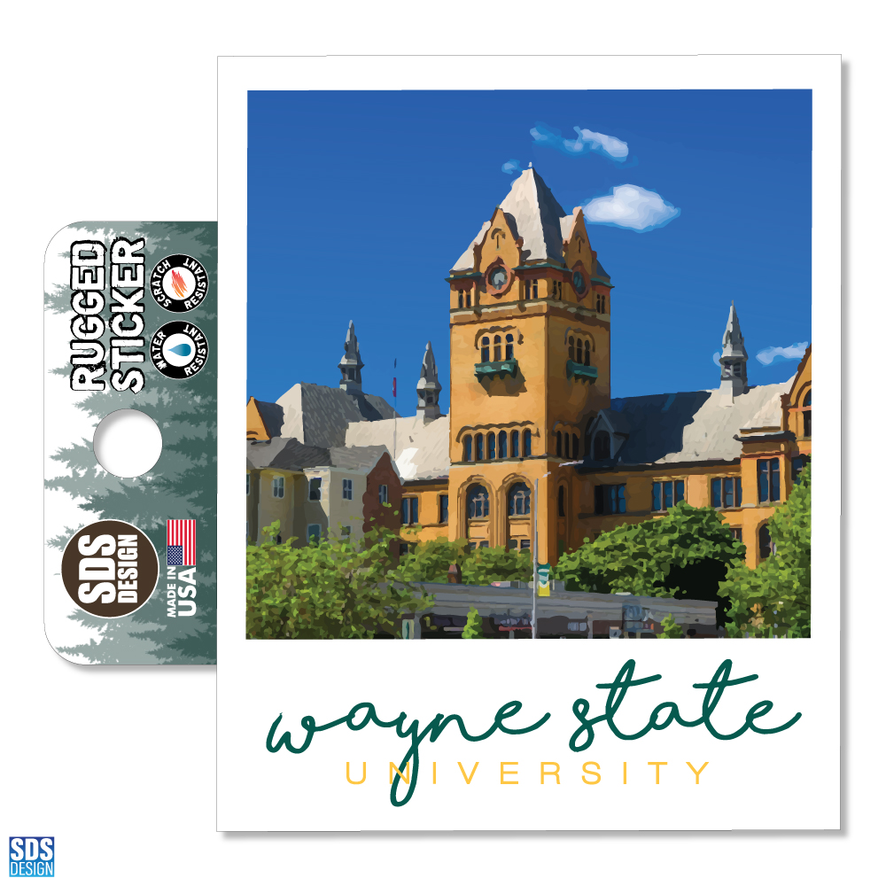 Wayne State University Polaroid Sticker- 3.5 inch