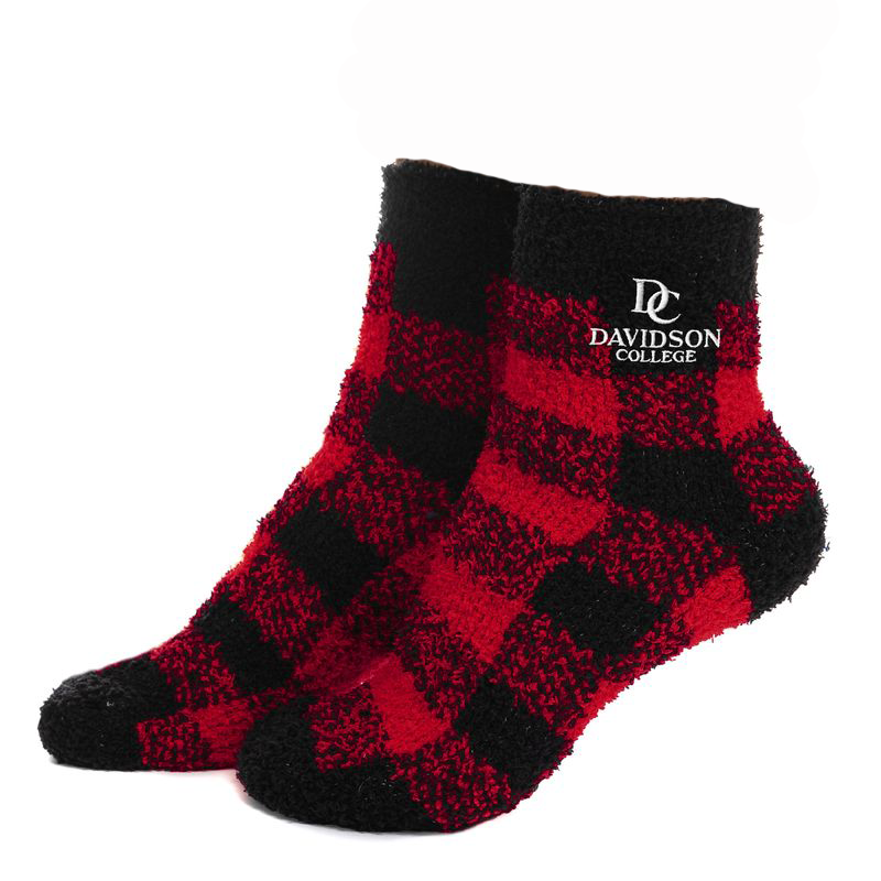 Women's Davidson College Red/Black Buffalo Check Sock