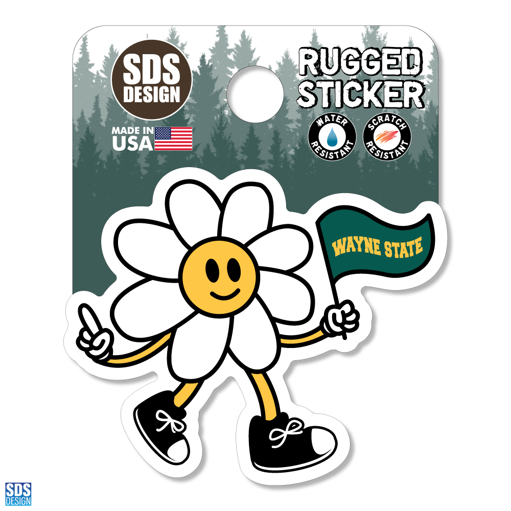 Wayne State Walking Daisy Sticker- 2 inch